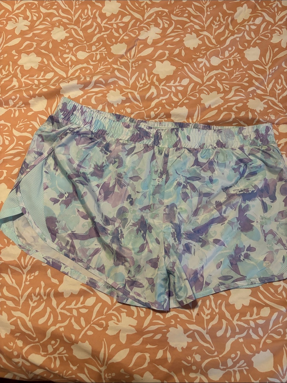 Reebok Women's Mint & Lavender Floral Athletic Shorts
